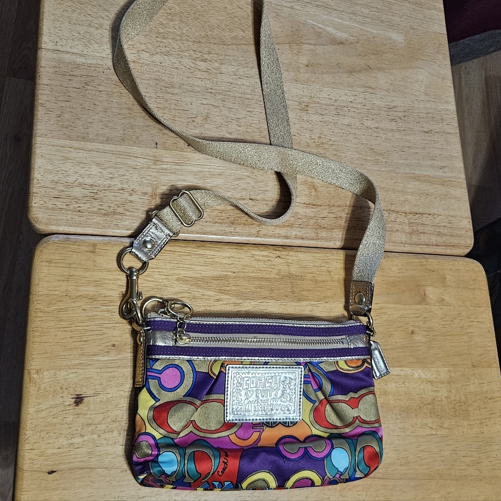 Coach Multicolor Poppy Crossbody Bag with Gold Accents